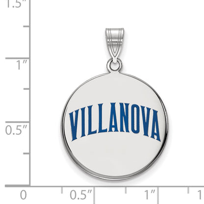 Sterling Silver Rhodium Plated Logoart Villanova University Large Enameled Disc Pendant