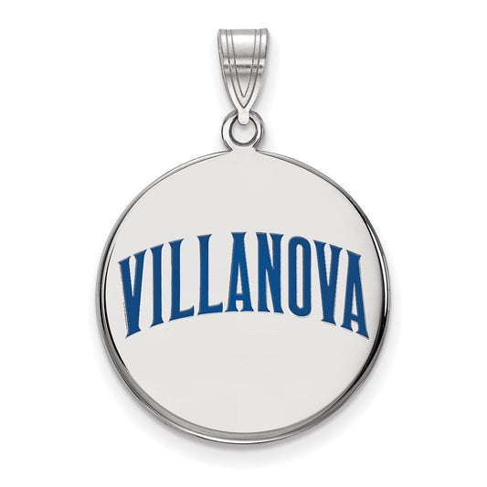 Sterling Silver Rhodium Plated Logoart Villanova University Large Enameled Disc Pendant