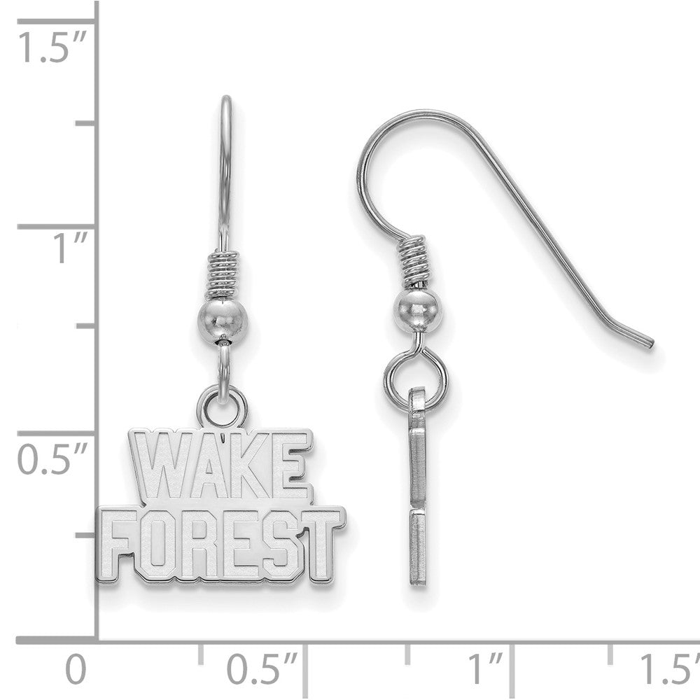 Sterling Silver Rhodium Plated Logoart Wake Forest University W F Extra Small Dangle Wire Earrings