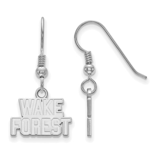 Sterling Silver Rhodium Plated Logoart Wake Forest University W F Extra Small Dangle Wire Earrings
