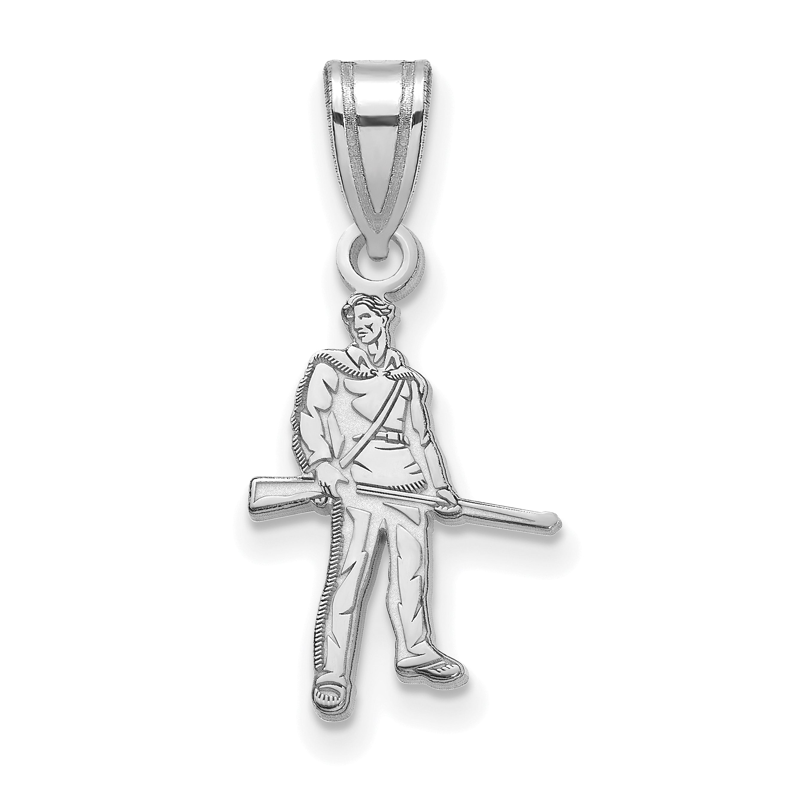Sterling Silver Rhodium Plated Logoart West Virginia University Mountaineer Medium Pendant