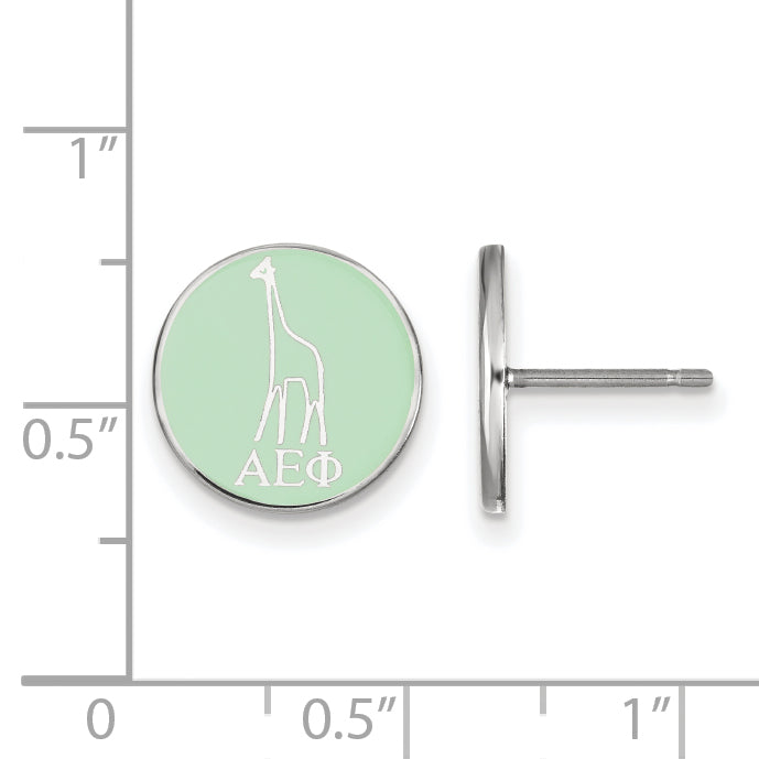 Sterling Silver Rhodium Plated Logoart Alpha Epsilon Phi Sorority Symbol Color Enamel Post Earrings