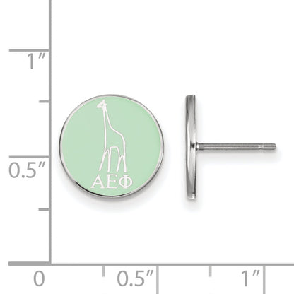 Sterling Silver Rhodium Plated Logoart Alpha Epsilon Phi Sorority Symbol Color Enamel Post Earrings