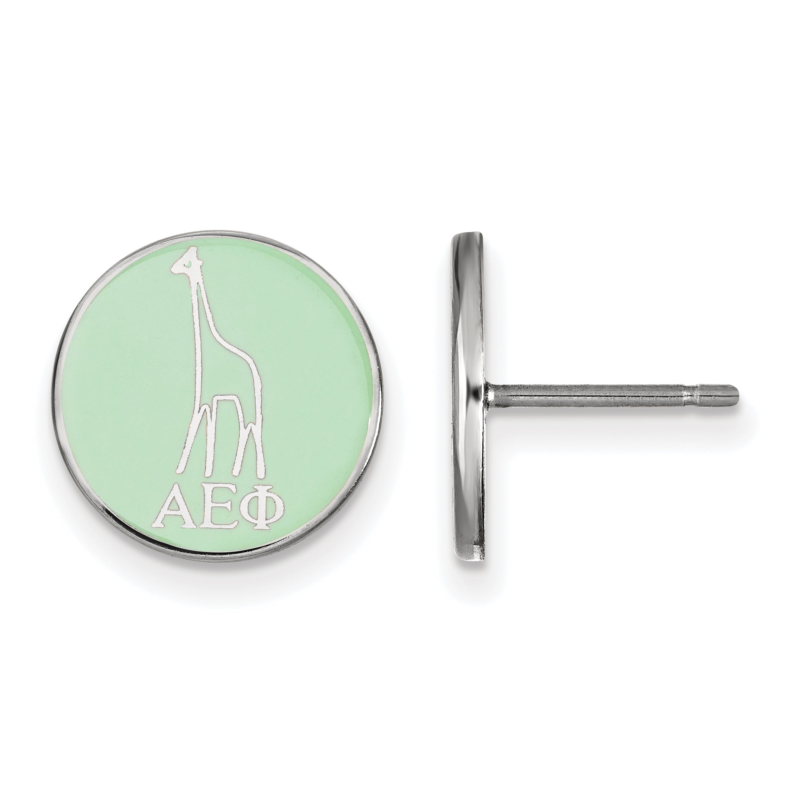 Sterling Silver Rhodium Plated Logoart Alpha Epsilon Phi Sorority Symbol Color Enamel Post Earrings