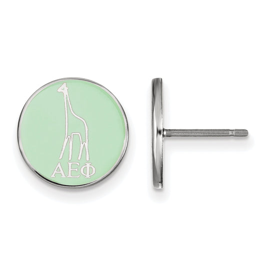 Sterling Silver Rhodium Plated Logoart Alpha Epsilon Phi Sorority Symbol Color Enamel Post Earrings