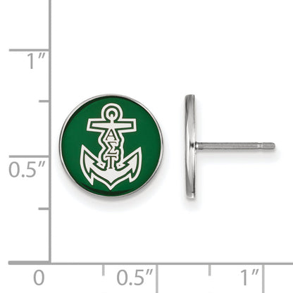 Sterling Silver Rhodium Plated Logoart Alpha Sigma Tau Sorority Symbol Color Enamel Post Earrings
