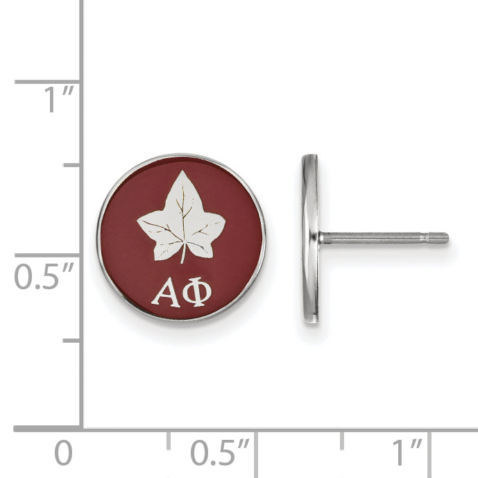 Sterling Silver Rhodium Plated Logoart Alpha Phi Sorority Symbol Color Enamel Post Earrings