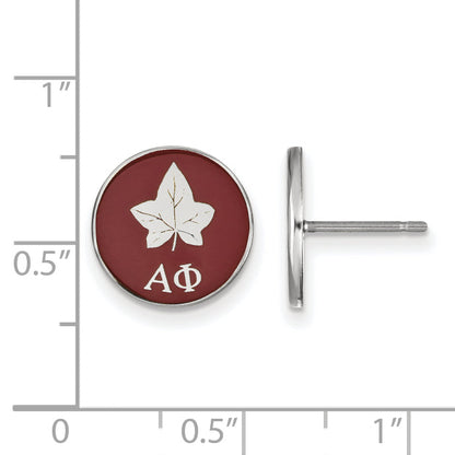 Sterling Silver Rhodium Plated Logoart Alpha Phi Sorority Symbol Color Enamel Post Earrings