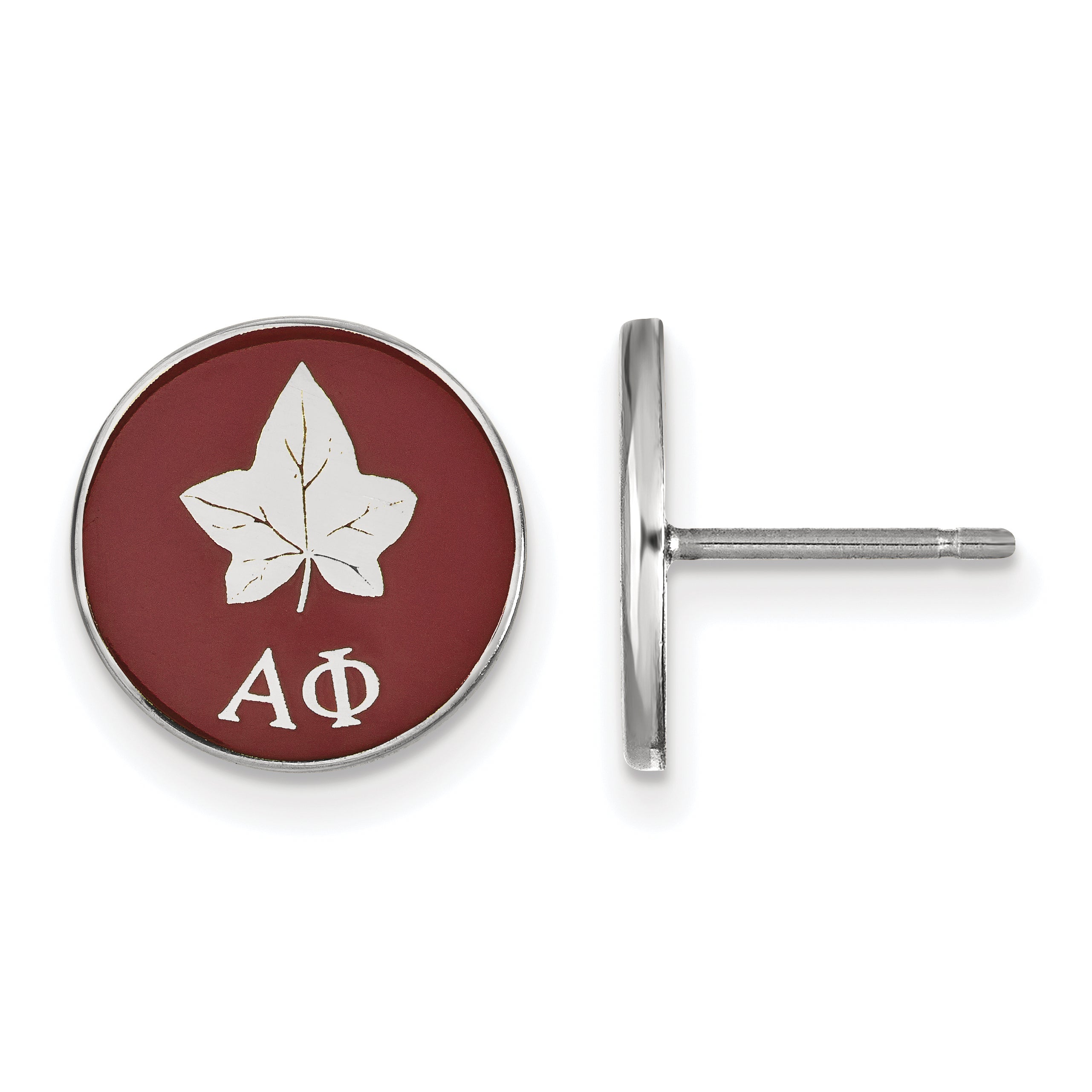 Sterling Silver Rhodium Plated Logoart Alpha Phi Sorority Symbol Color Enamel Post Earrings
