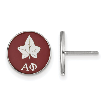 Sterling Silver Rhodium Plated Logoart Alpha Phi Sorority Symbol Color Enamel Post Earrings