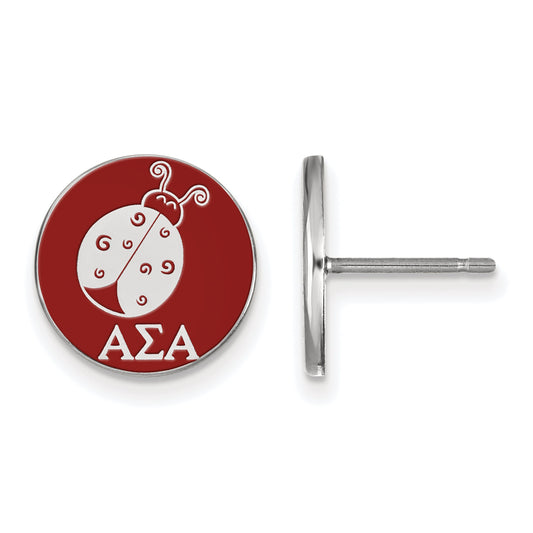 Sterling Silver Rhodium Plated Logoart Alpha Sigma Sorority Symbol Color Enamel Post Earrings