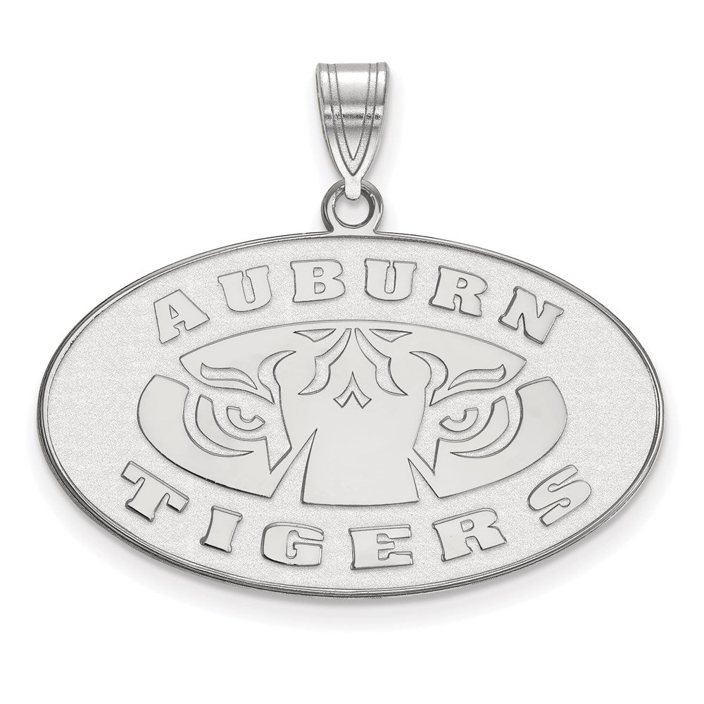 Sterling Silver Rhodium Plated Logoart Auburn Tigers Large Pendant