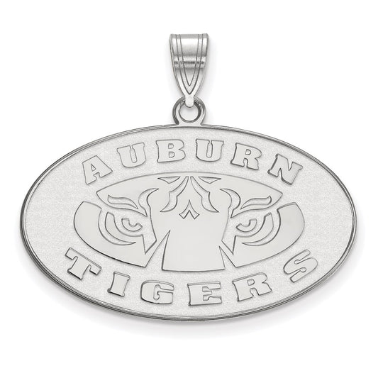 Sterling Silver Rhodium Plated Logoart Auburn Tigers Large Pendant