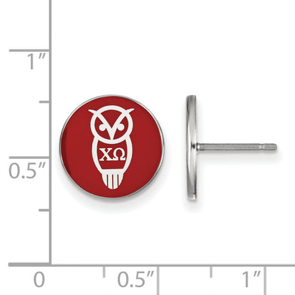 Sterling Silver Rhodium Plated Logoart Chi Omega Sorority Symbol Color Enamel Post Earrings