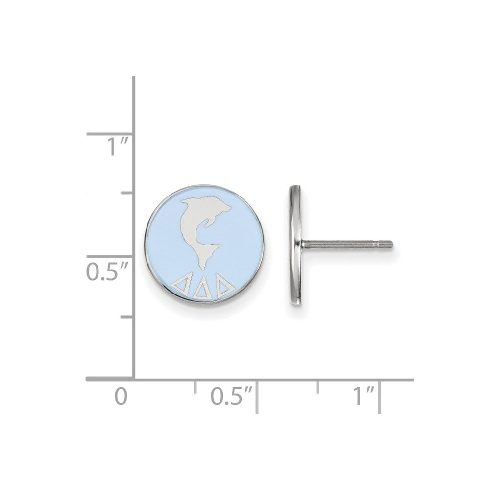 Sterling Silver Rhodium Plated Logoart Delta Sorority Symbol Color Enamel Post Earrings