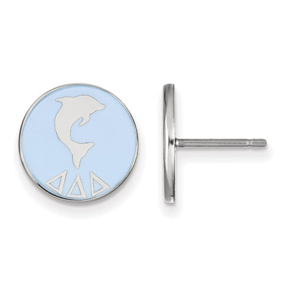Sterling Silver Rhodium Plated Logoart Delta Sorority Symbol Color Enamel Post Earrings