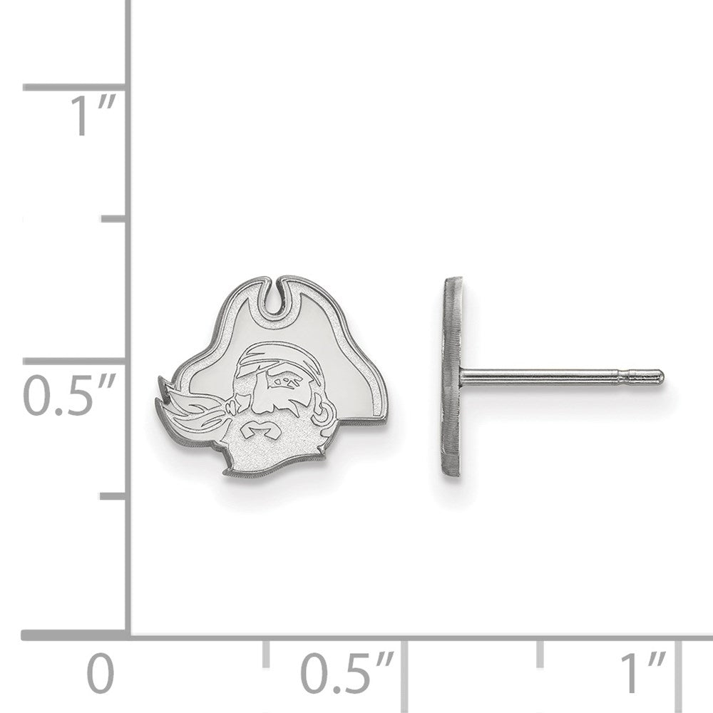 10K White Gold Logoart East Carolina University Pirate Extra Small Post Earrings