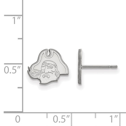 Sterling Silver Rhodium Plated Logoart East Carolina University Pirate Extra Small Post Earrings