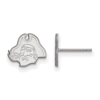 Sterling Silver Rhodium Plated Logoart East Carolina University Pirate Extra Small Post Earrings
