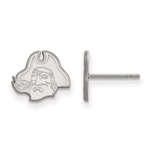 14K White Gold Logoart East Carolina University Pirate Extra Small Post Earrings