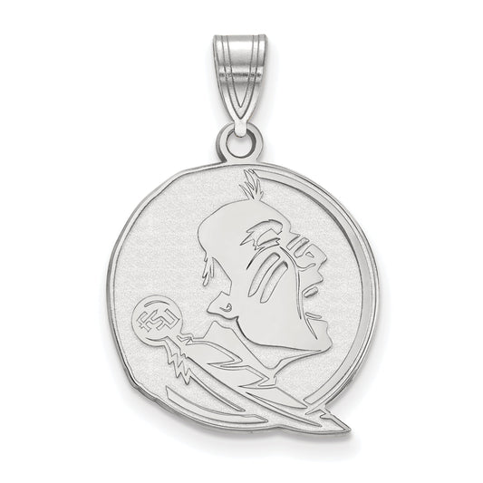 Sterling Silver Rhodium Plated Logoart Florida State University Seminole Large Pendant