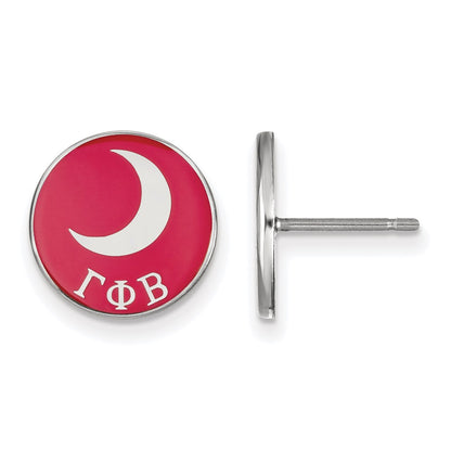 Sterling Silver Rhodium Plated Logoart Gamma Phi Beta Sorority Symbol Color Enamel Post Earrings