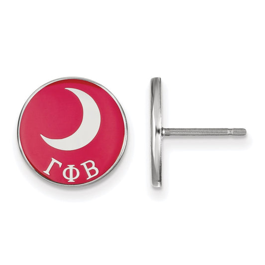 Sterling Silver Rhodium Plated Logoart Gamma Phi Beta Sorority Symbol Color Enamel Post Earrings