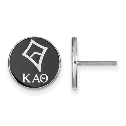 Sterling Silver Rhodium Plated Logoart Kappa Alpha Theta Sorority Symbol Color Enamel Post Earrings