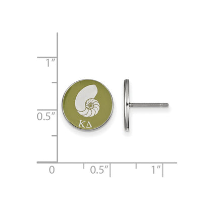 Sterling Silver Rhodium Plated Logoart Kappa Delta Sorority Symbol Color Enamel Post Earrings