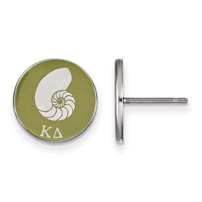 Sterling Silver Rhodium Plated Logoart Kappa Delta Sorority Symbol Color Enamel Post Earrings