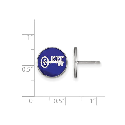 Sterling Silver Rhodium Plated Logoart Kappa Gamma Sorority Symbol Color Enamel Post Earrings