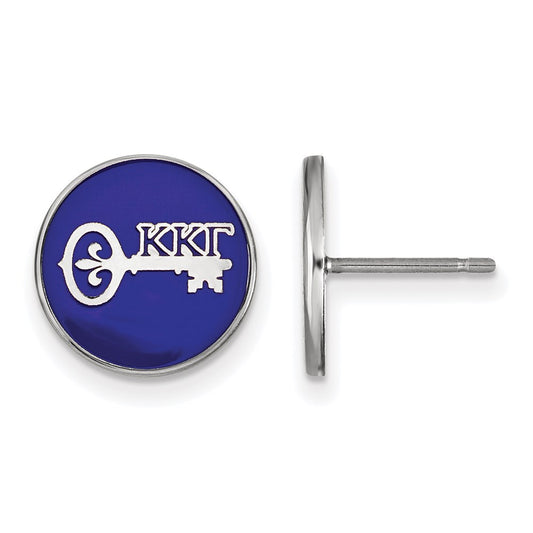 Sterling Silver Rhodium Plated Logoart Kappa Gamma Sorority Symbol Color Enamel Post Earrings
