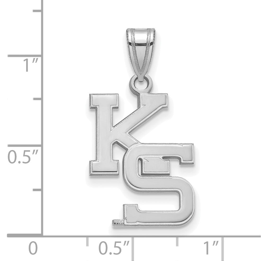 14K White Gold Logoart Kansas State University K S Large Pendant