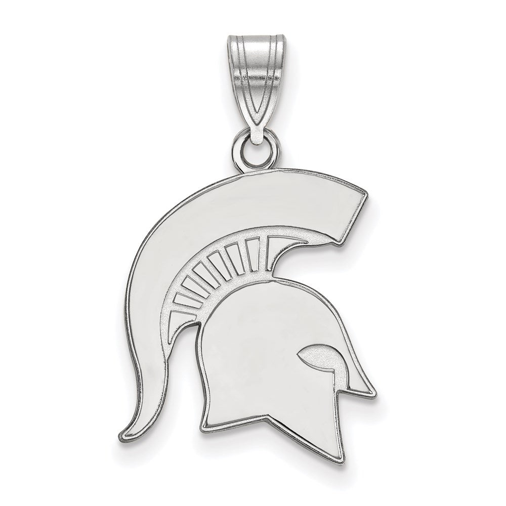 10K White Gold Logoart Michigan State University Spartan Large Pendant