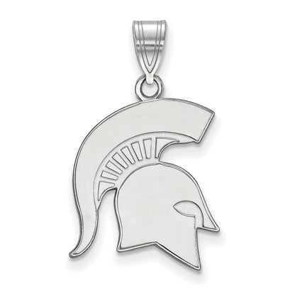 10K White Gold Logoart Michigan State University Spartan Large Pendant