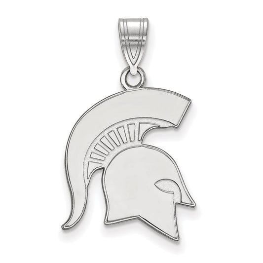 10K White Gold Logoart Michigan State University Spartan Large Pendant
