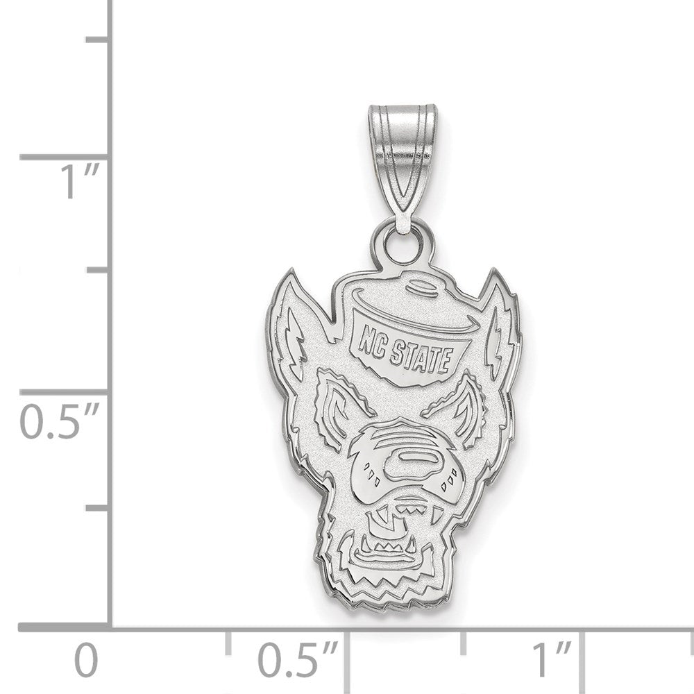 10K White Gold Logoart North Carolina State University Wolf Large Pendant