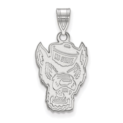 10K White Gold Logoart North Carolina State University Wolf Large Pendant