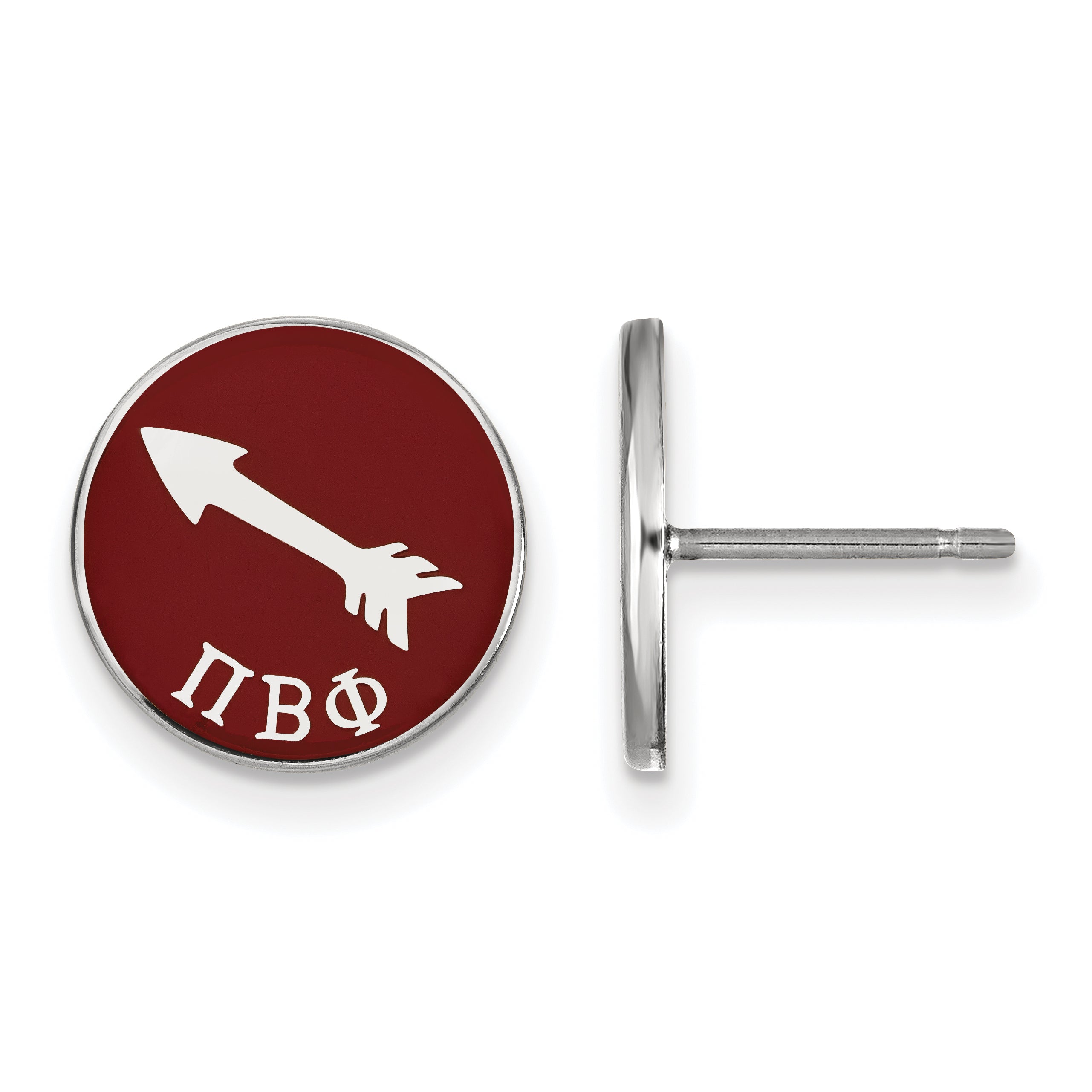 Sterling Silver Rhodium Plated Logoart Pi Beta Phi Sorority Symbol Color Enamel Post Earrings