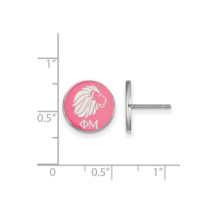 Sterling Silver Rhodium Plated Logoart Phi Mu Sorority Symbol Color Enamel Post Earrings