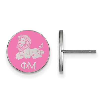 Sterling Silver Rhodium Plated Logoart Phi Mu Sorority Symbol Color Enamel Post Earrings