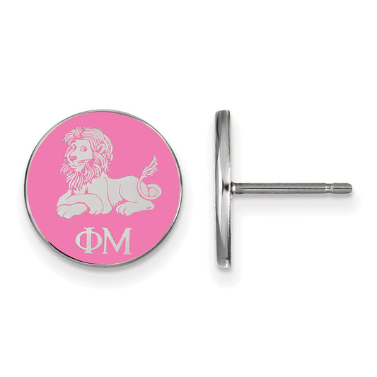Sterling Silver Rhodium Plated Logoart Phi Mu Sorority Symbol Color Enamel Post Earrings