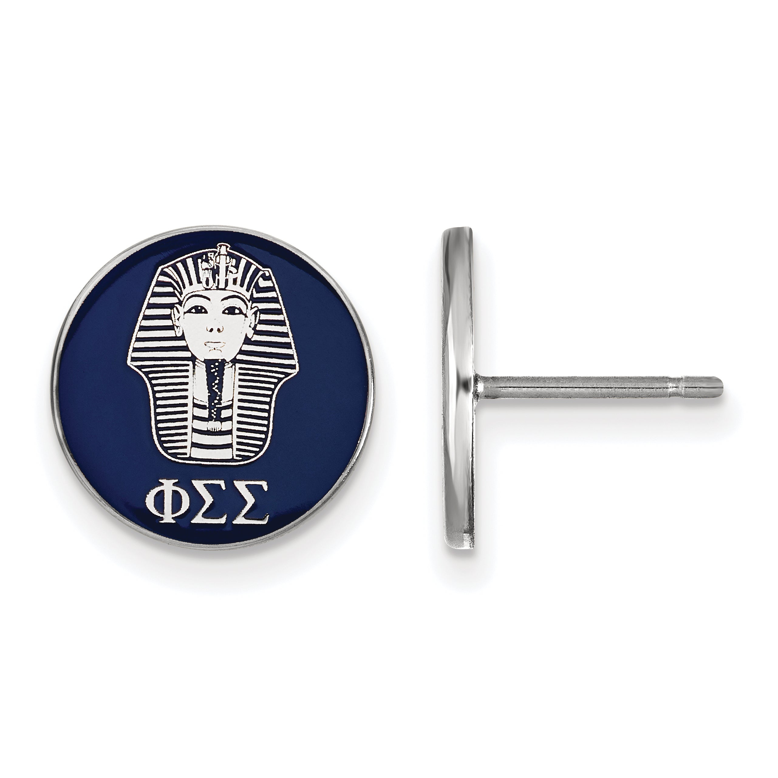 Sterling Silver Rhodium Plated Logoart Phi Sigma Sorority Symbol Color Enamel Post Earrings