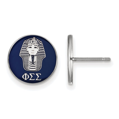 Sterling Silver Rhodium Plated Logoart Phi Sigma Sorority Symbol Color Enamel Post Earrings