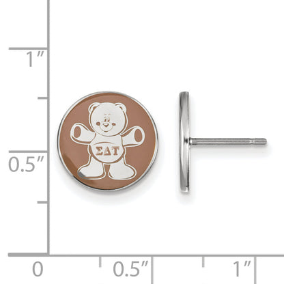 Sterling Silver Rhodium Plated Logoart Sigma Delta Tau Sorority Symbol Color Enamel Post Earrings