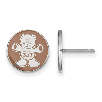 Sterling Silver Rhodium Plated Logoart Sigma Delta Tau Sorority Symbol Color Enamel Post Earrings