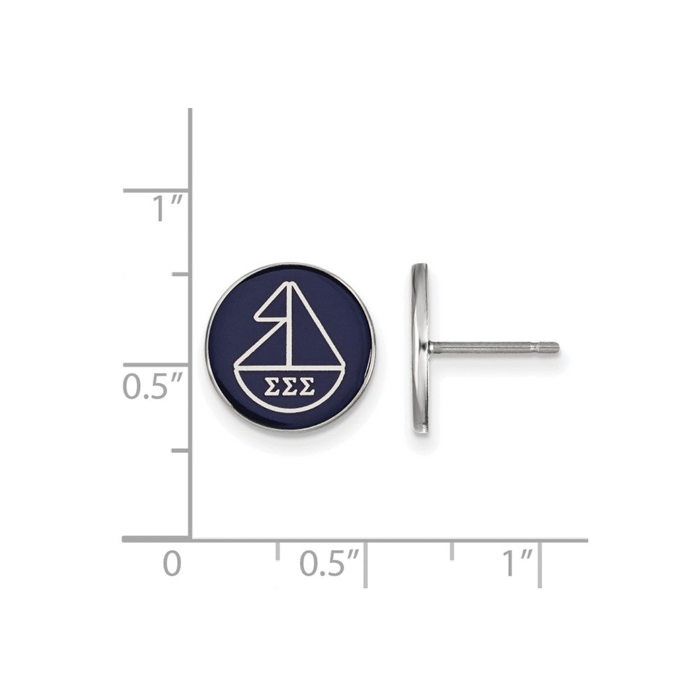 Sterling Silver Rhodium Plated Logoart Sigma Sorority Symbol Color Enamel Post Earrings