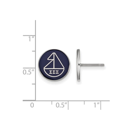 Sterling Silver Rhodium Plated Logoart Sigma Sorority Symbol Color Enamel Post Earrings
