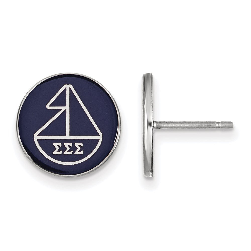 Sterling Silver Rhodium Plated Logoart Sigma Sorority Symbol Color Enamel Post Earrings