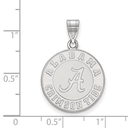 Sterling Silver Rhodium Plated Logoart University Of Alabama Crimson Tide Large Disc Pendant